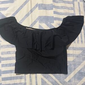 Kortni Jeane Black Ruffled Crop Blouse Swim